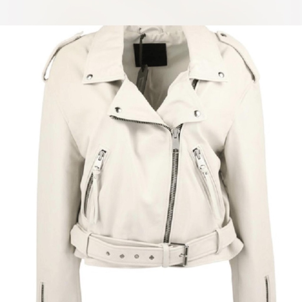 All Saints White Leather Jacket